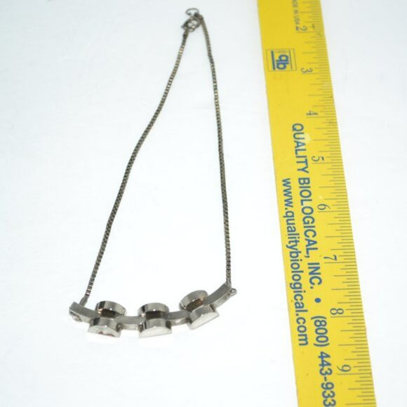 Vintage 70s 60's Retro Silver Sculpture Scallop Chunky Box Chain Necklace - Picture 7 of 9